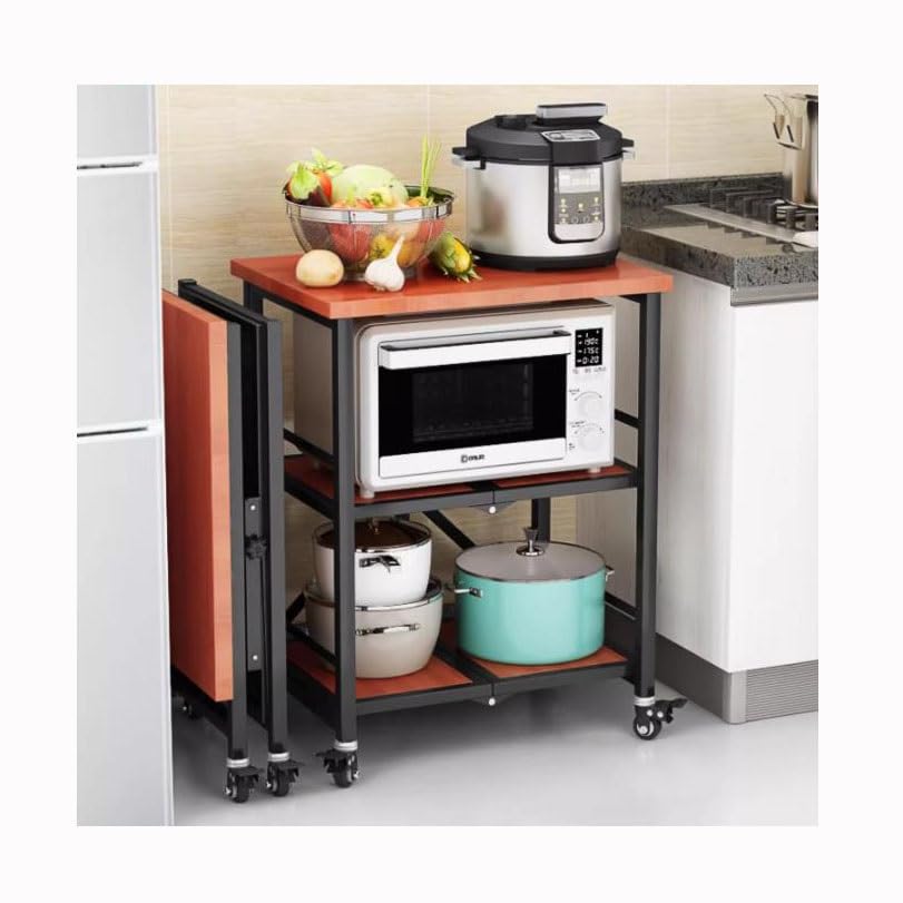 Amazon｜キッチンラック, 木製キッチン収納棚、安定した金属